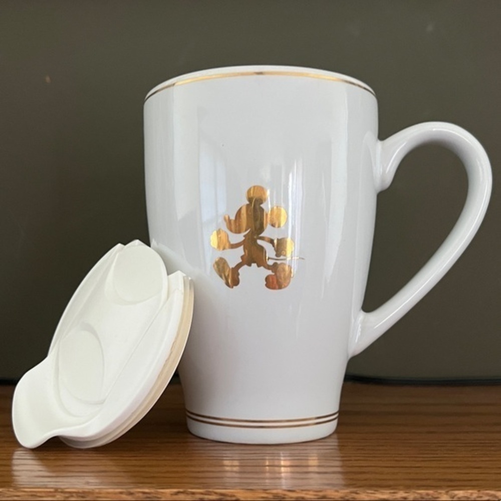 Disney Parks Porcelain Mickey Mouse Coffee‎ Tea Mug with Lid
